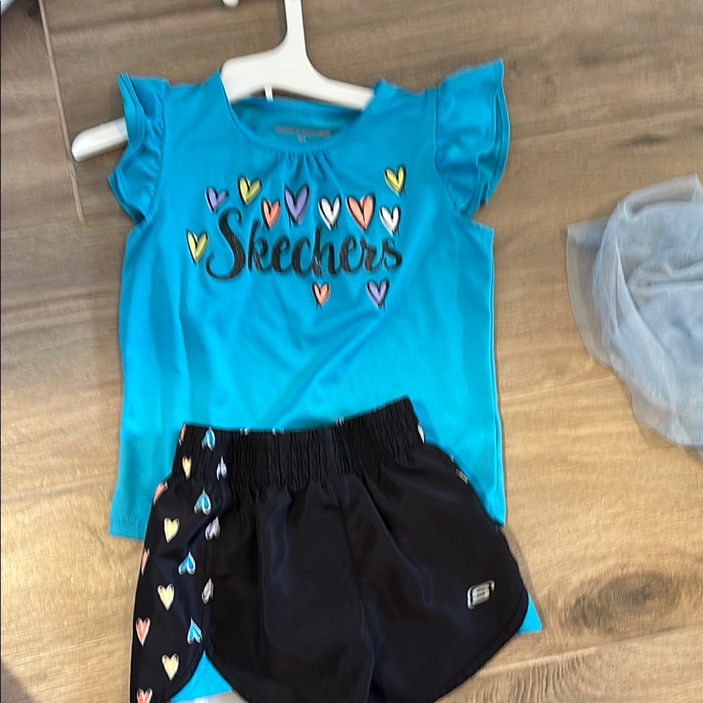Skechers Blue Top and Black Shorts Set